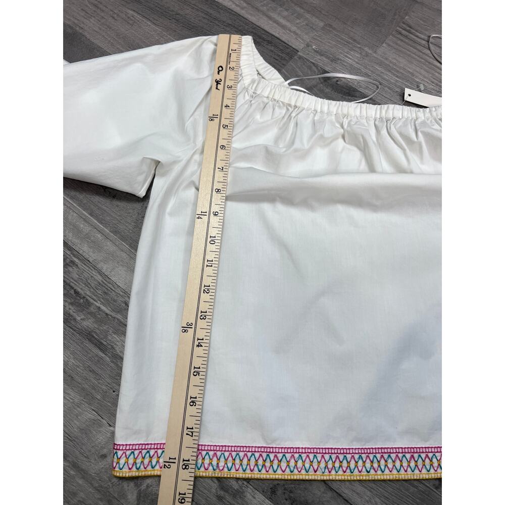 Madewell Embroidered Blouse Women SM White Off Shoulder Boho Top Balloon Sleeve - Picture 9 of 11